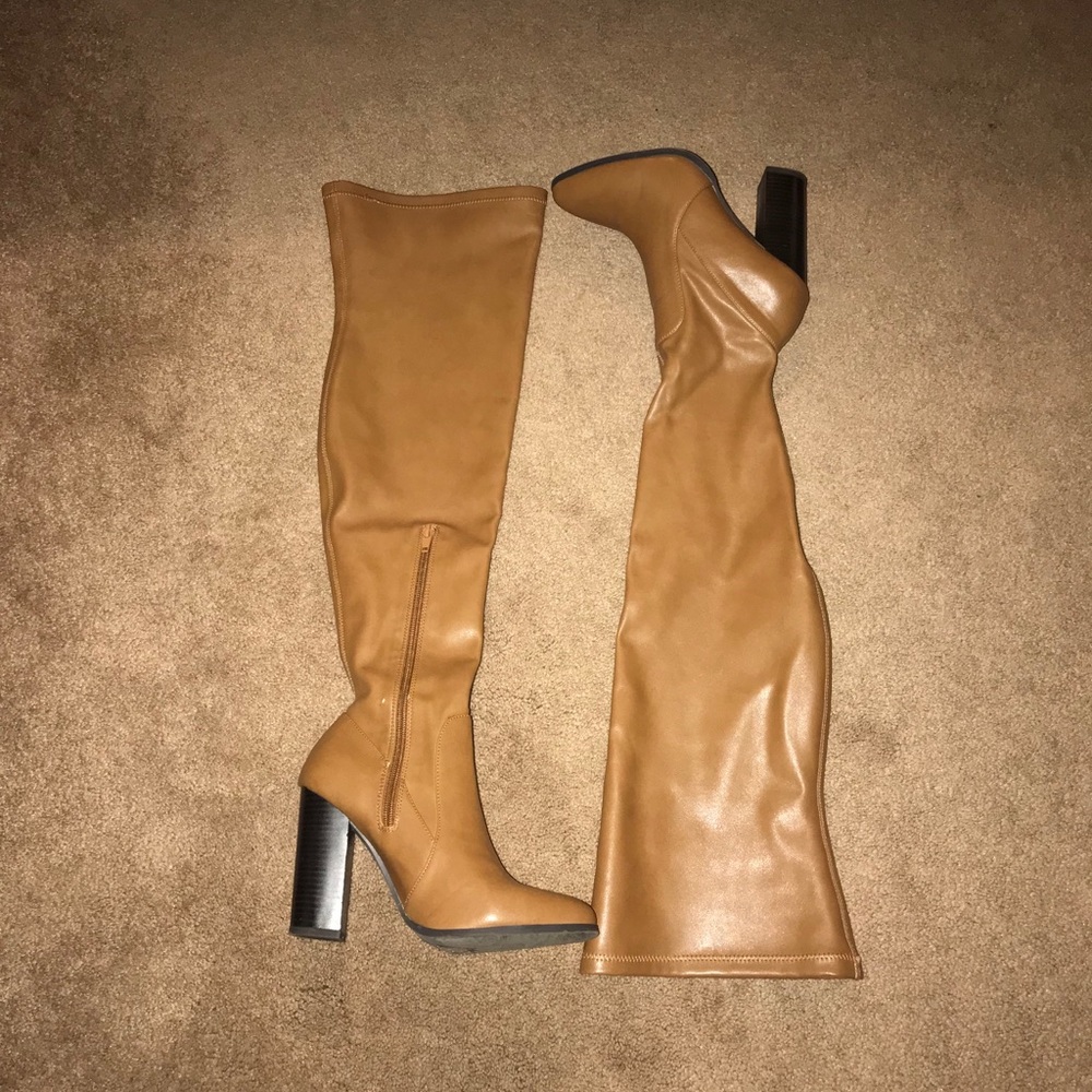 Forever 21 Faux Leather Thigh High Boots
